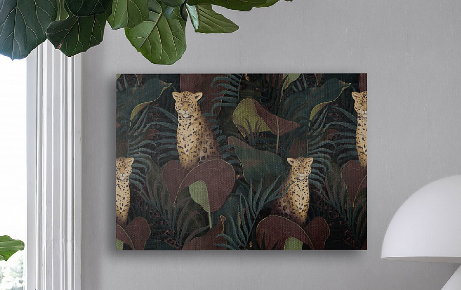 Картина «Гепарды в листьях» на стену
