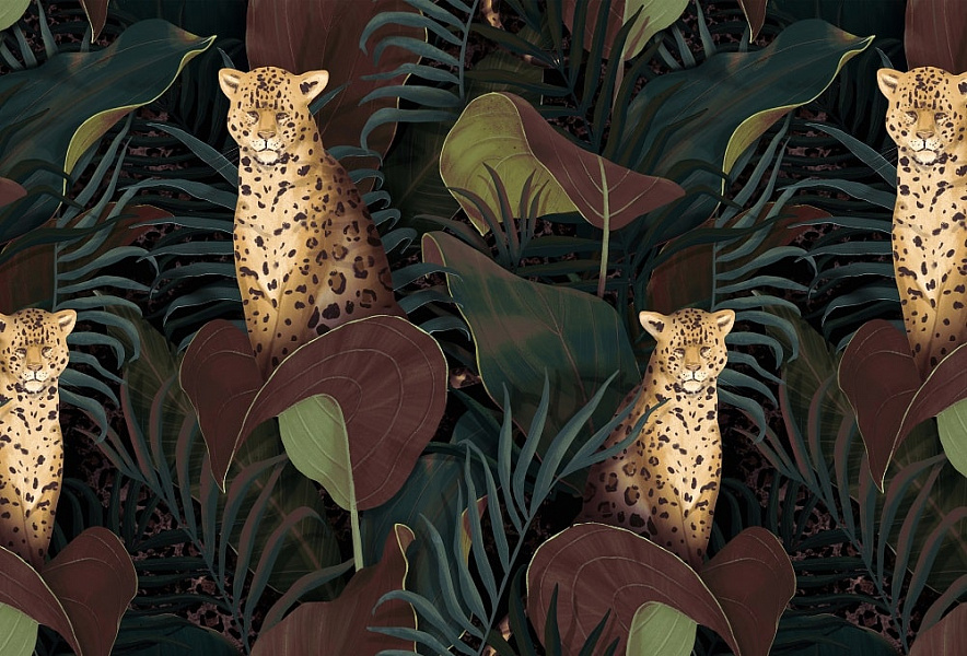 Обои Гепарды в листьях купить фото