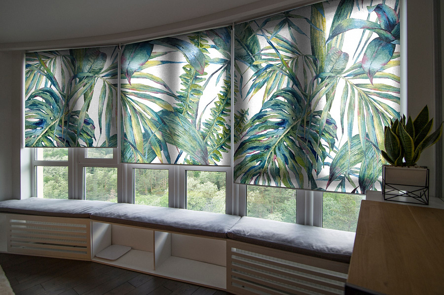Рулонные шторы "Тропические листья" купить