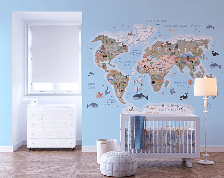Карта мира детские обои фото